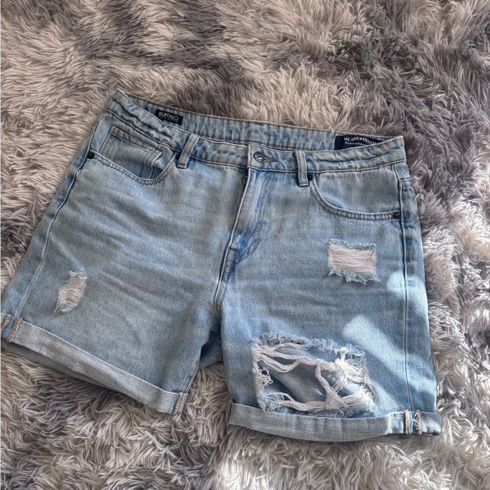 Buffalo David Bitton Light Blue Distressed Denim Shorts